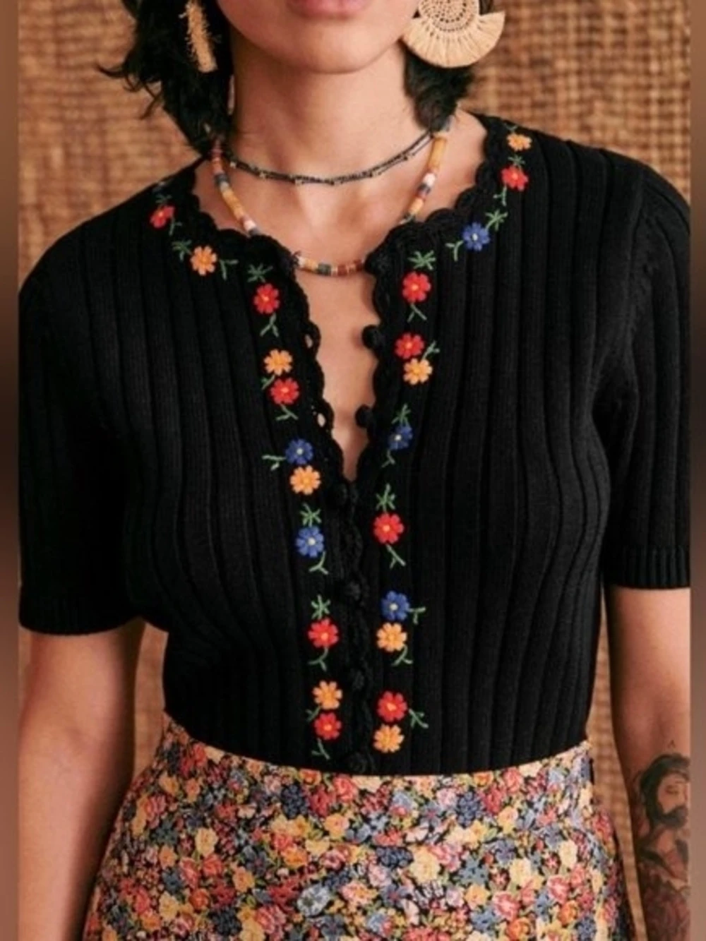 Sézane Ilena Black Short Sleeve Cardigan - photo 2
