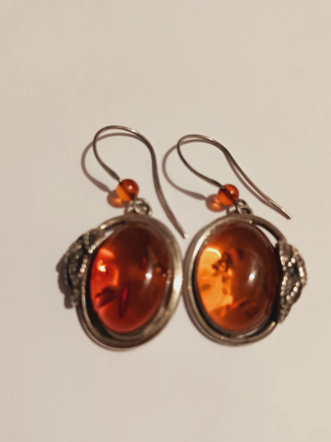 Sterling Silver 925 Baltic Amber Lovely Oval Earrings - photo 3