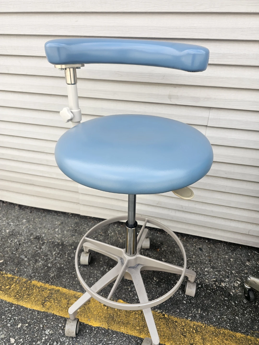Blue Adjustable Rolling Stool Chair