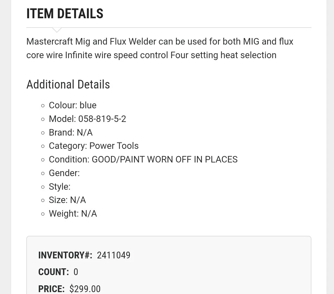 Mastercraft Mig and Flux Welder 058-819-5-2 - photo 2