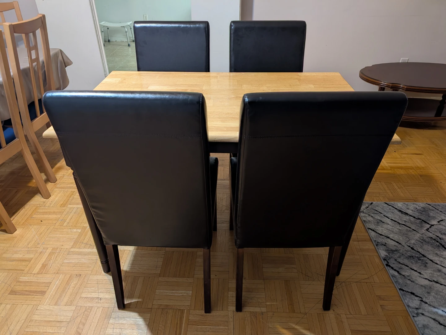 Set of 4 Black Faux Leather Dining Chairs
