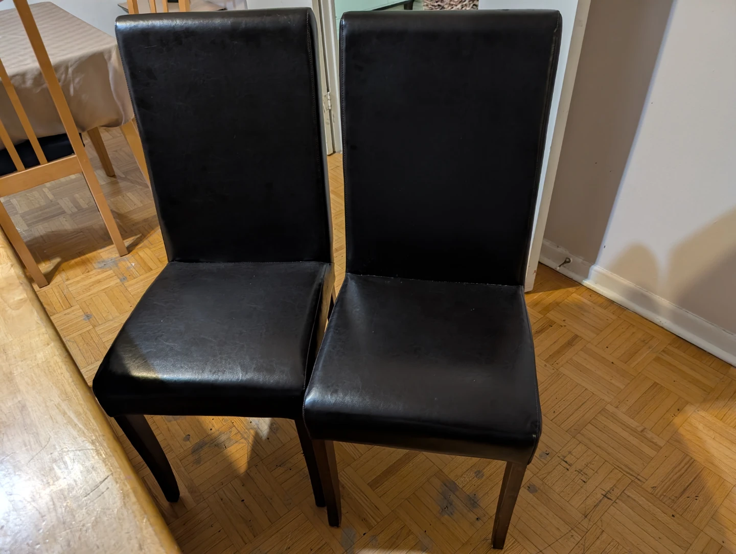 Set of 4 Black Faux Leather Dining Chairs - photo 2