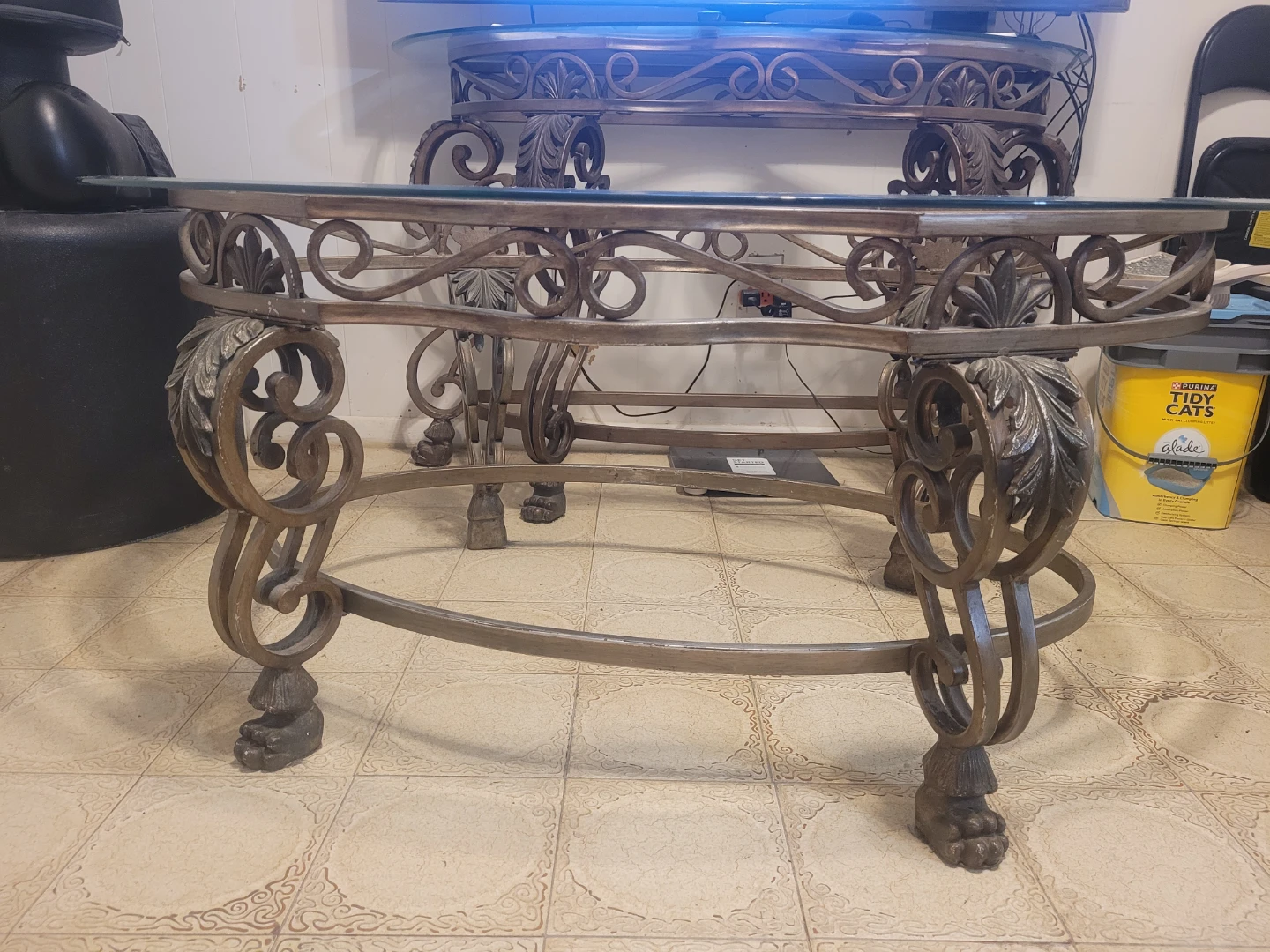 Wrought Iron and Glass Coffee Table