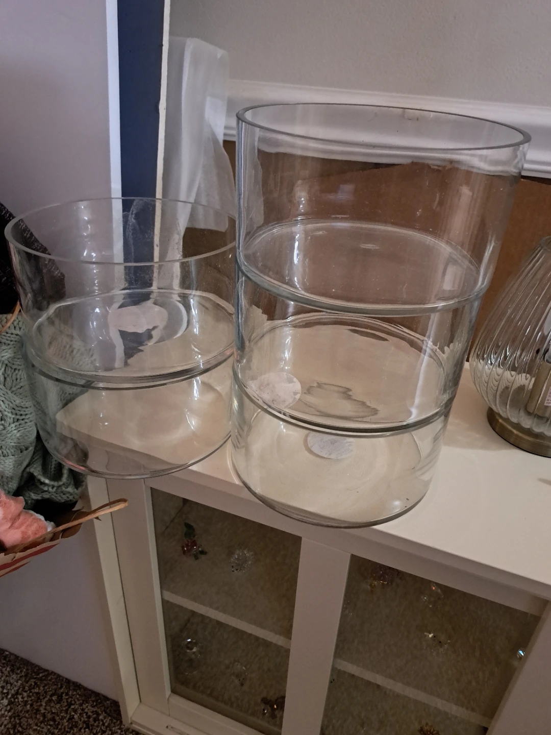 Set of 5 Clear Glass Cylinders