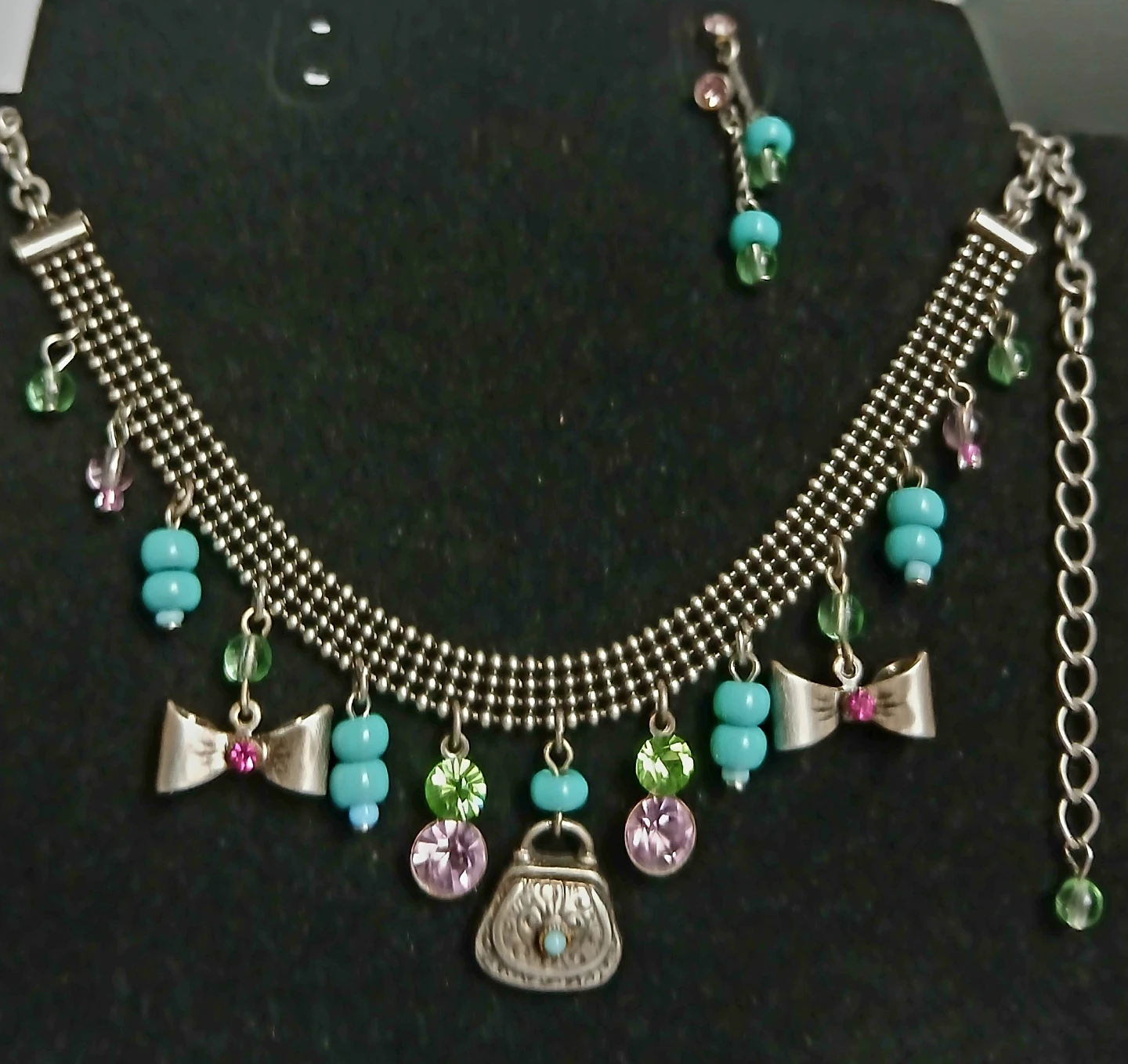 Charming Choker and Earring Set with Purse Charms - photo 4