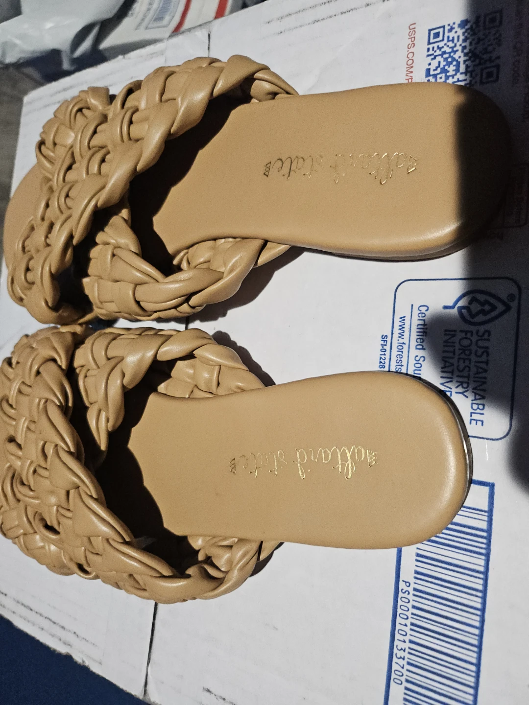Tan Woven Slides Sandals - photo 3
