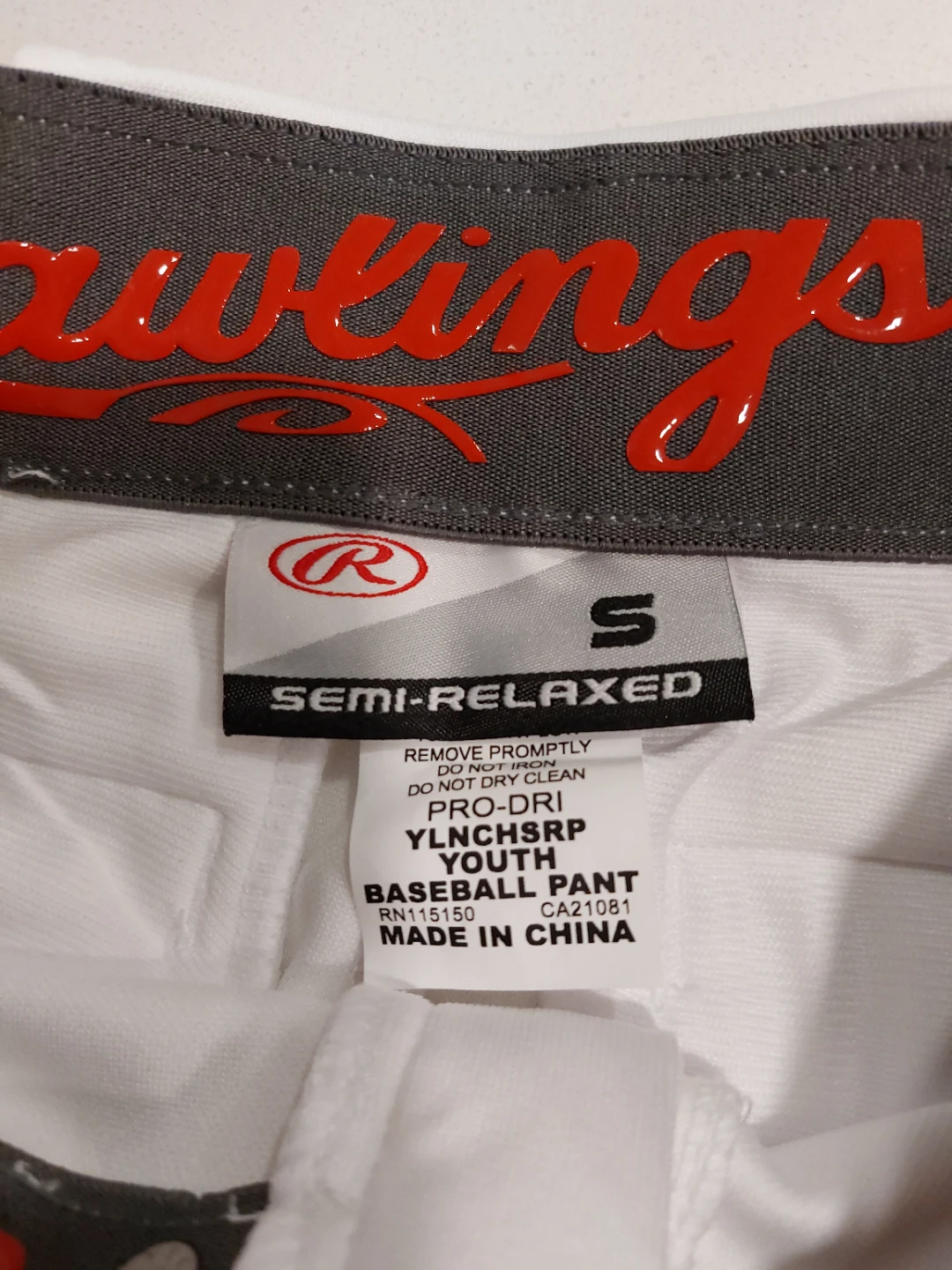 NEW Rawlings Boys Baseball Pants - Small