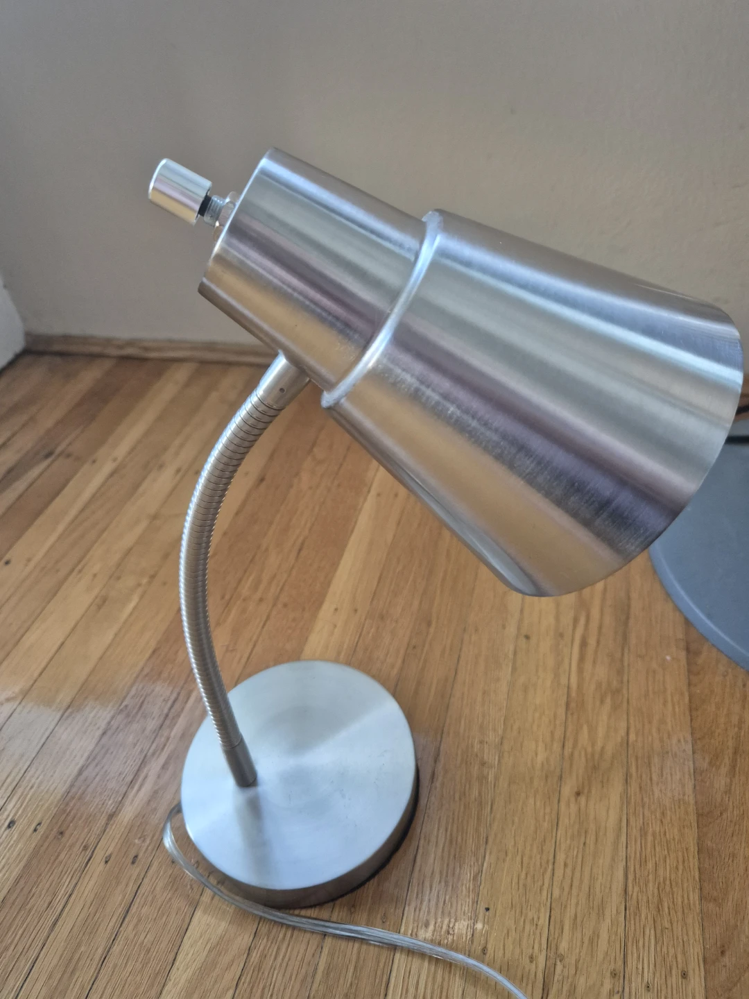 Silver Desk Lamp with Flexible Gooseneck