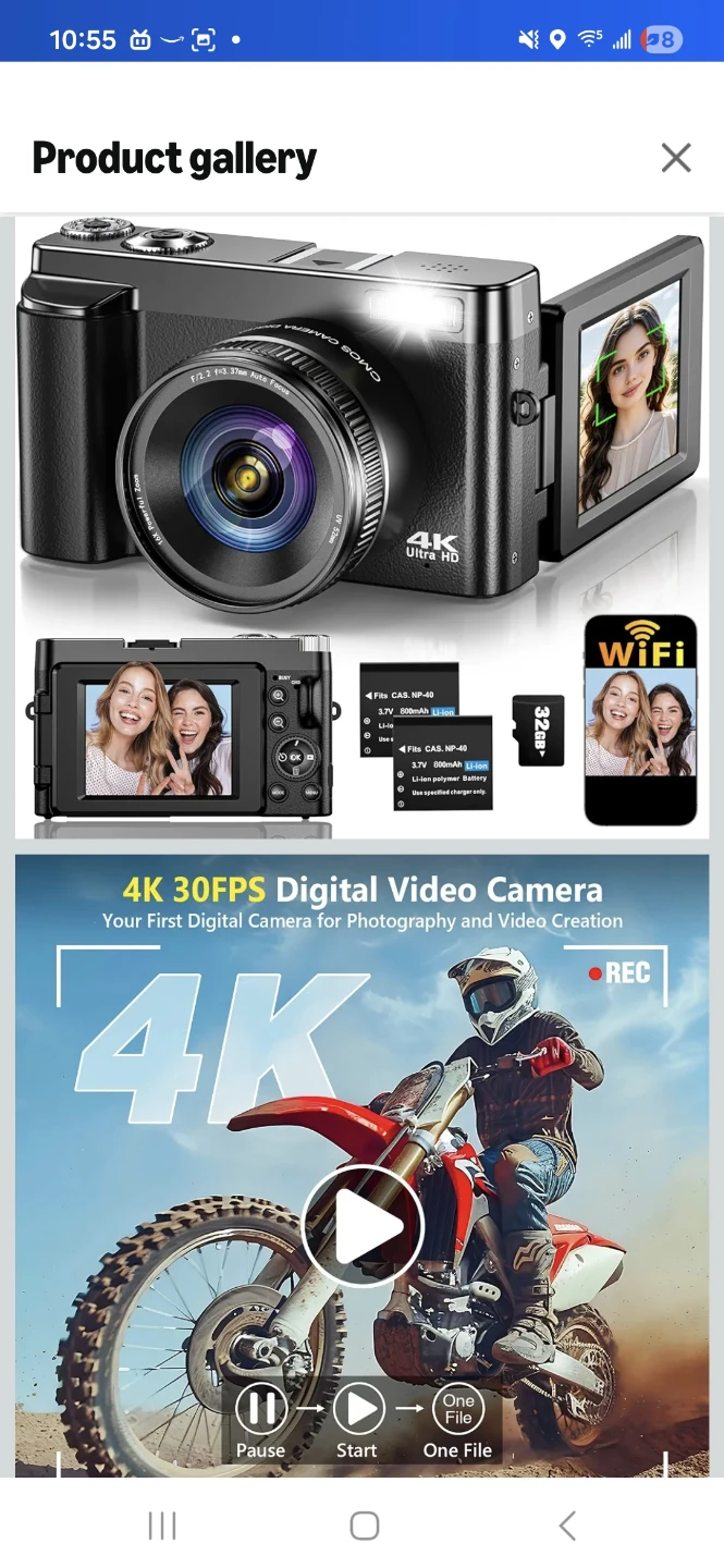 4K Digital Video Camera with 64MP Autofocus
