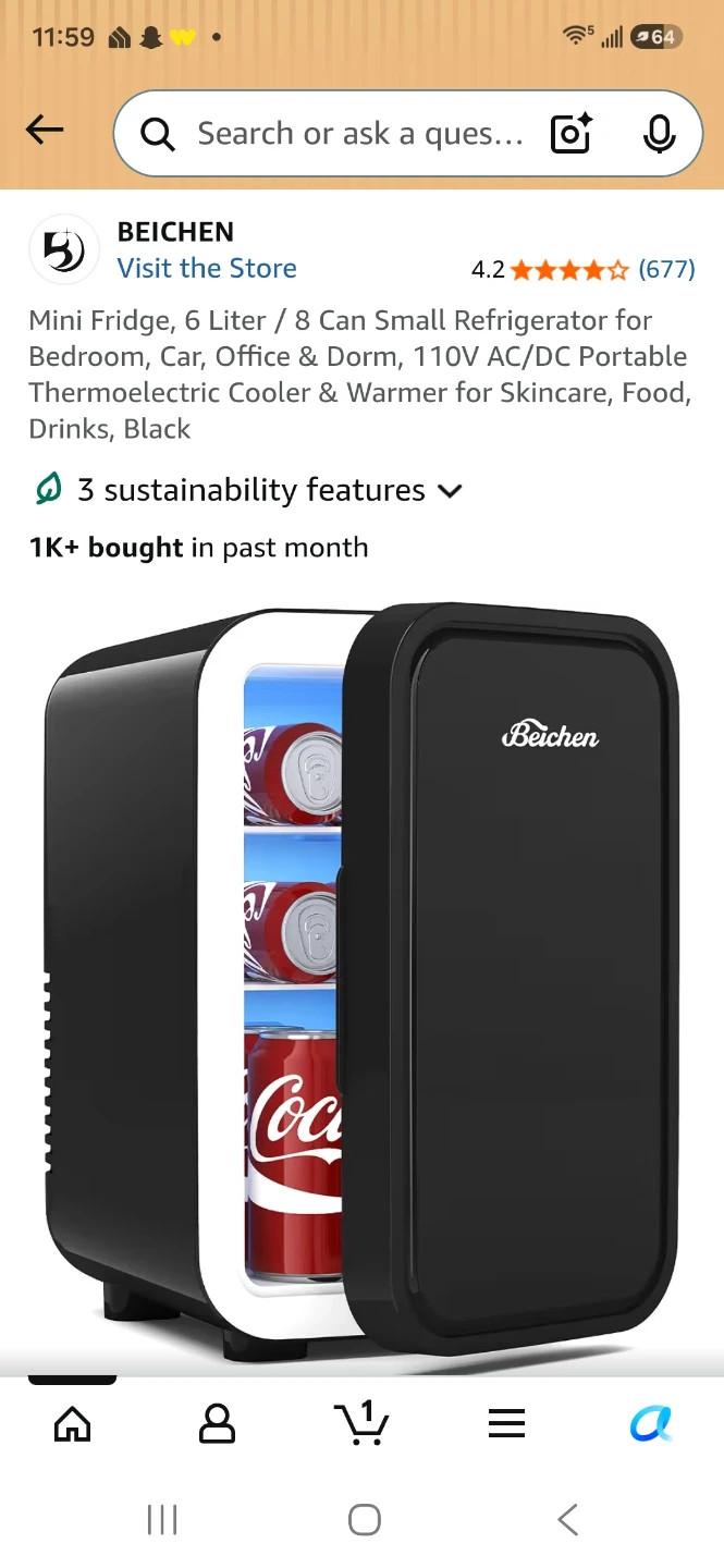 BEICHEN Mini Fridge - 6 Liter / 8 Can