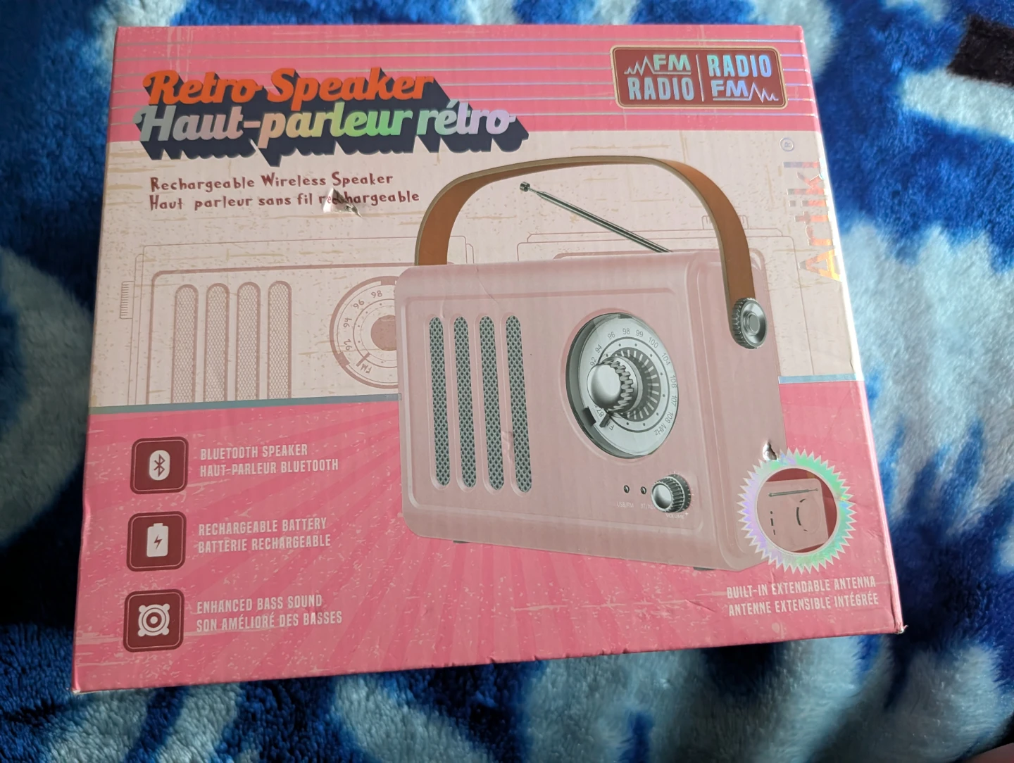 Pink Retro Rechargeable Wireless Speaker