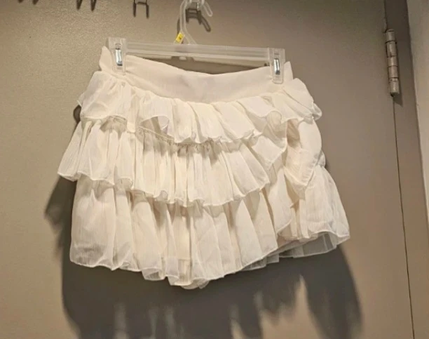 White Ruffle Mini Skirt