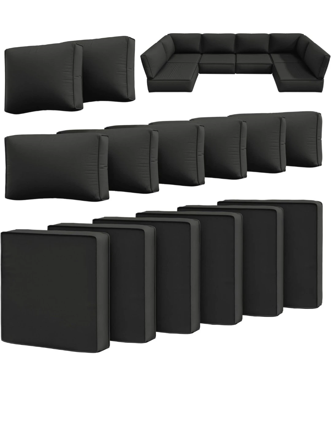 Black Outdoor Furniture Cushion Covers Set