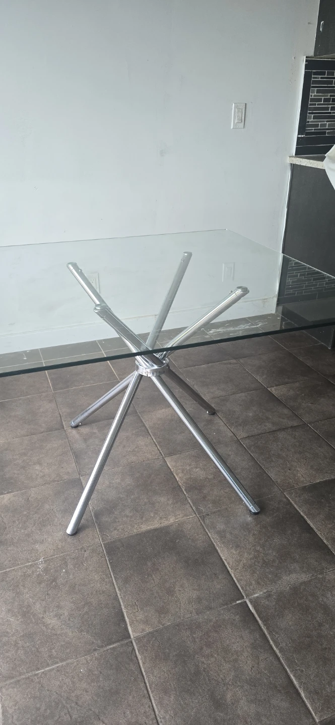 Glass Top Dining Table with Chrome Base