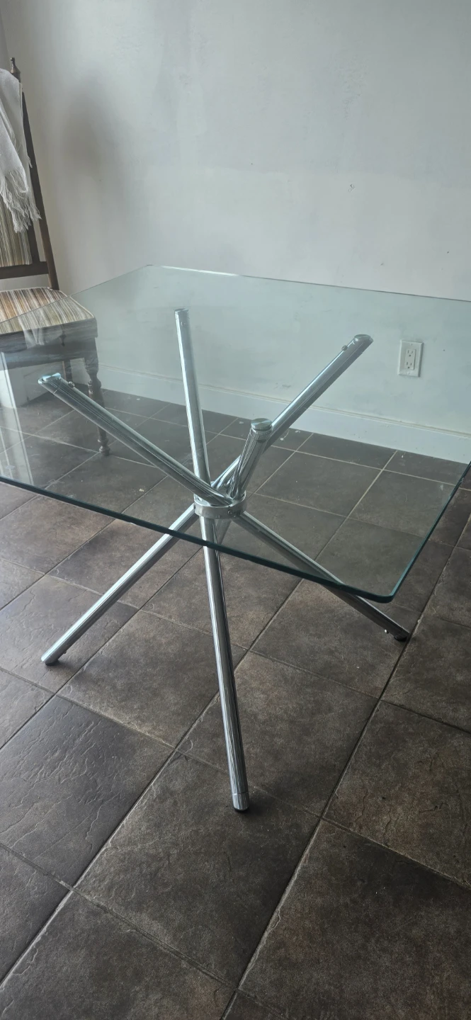 Glass Top Dining Table with Chrome Base - photo 2