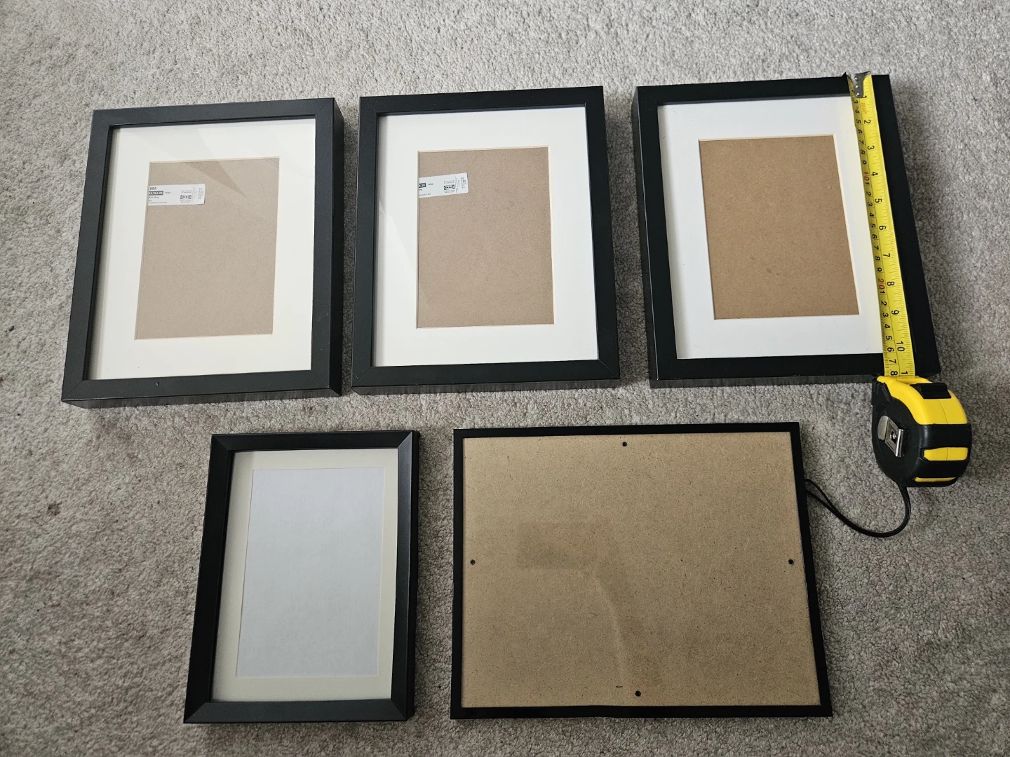 5 Black Picture Frames