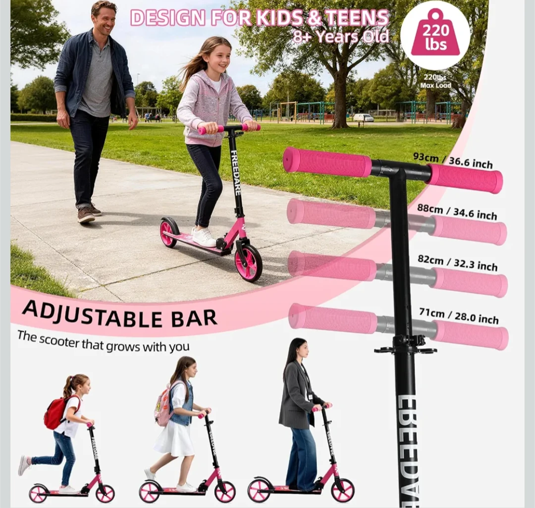 FREEDARE Pink Folding Scooter for Kids & Teens - photo 3