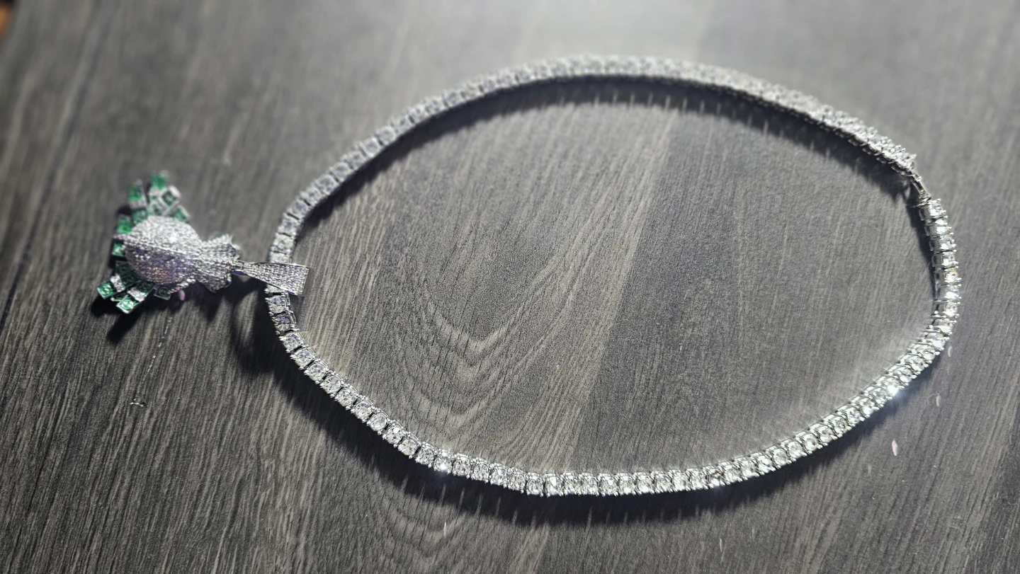 Money Bag Pendant Necklace with Tennis Chain - photo 3