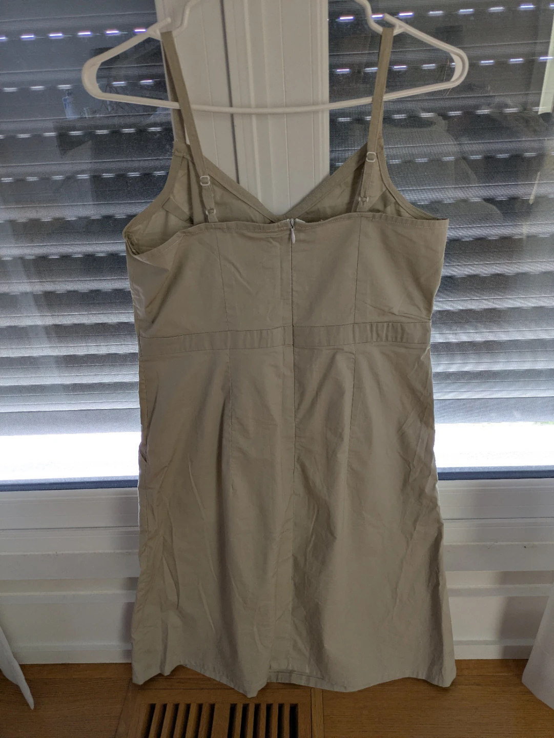 Khaki Cotton Blend Dress with Pockets - photo 2