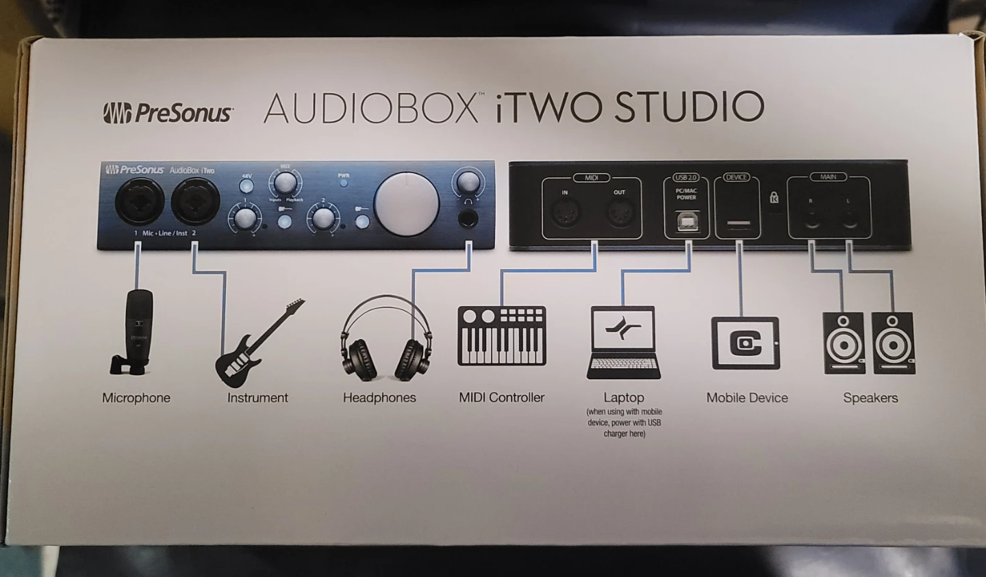New retail $380 PreSonus AudioBox iTwo Studio Recording Package - photo 2