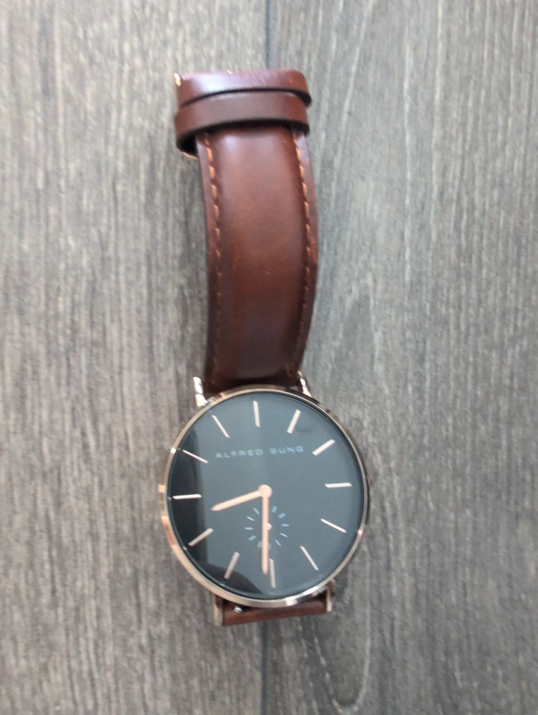 Alfred Sung Watch with Brown Leather Strap