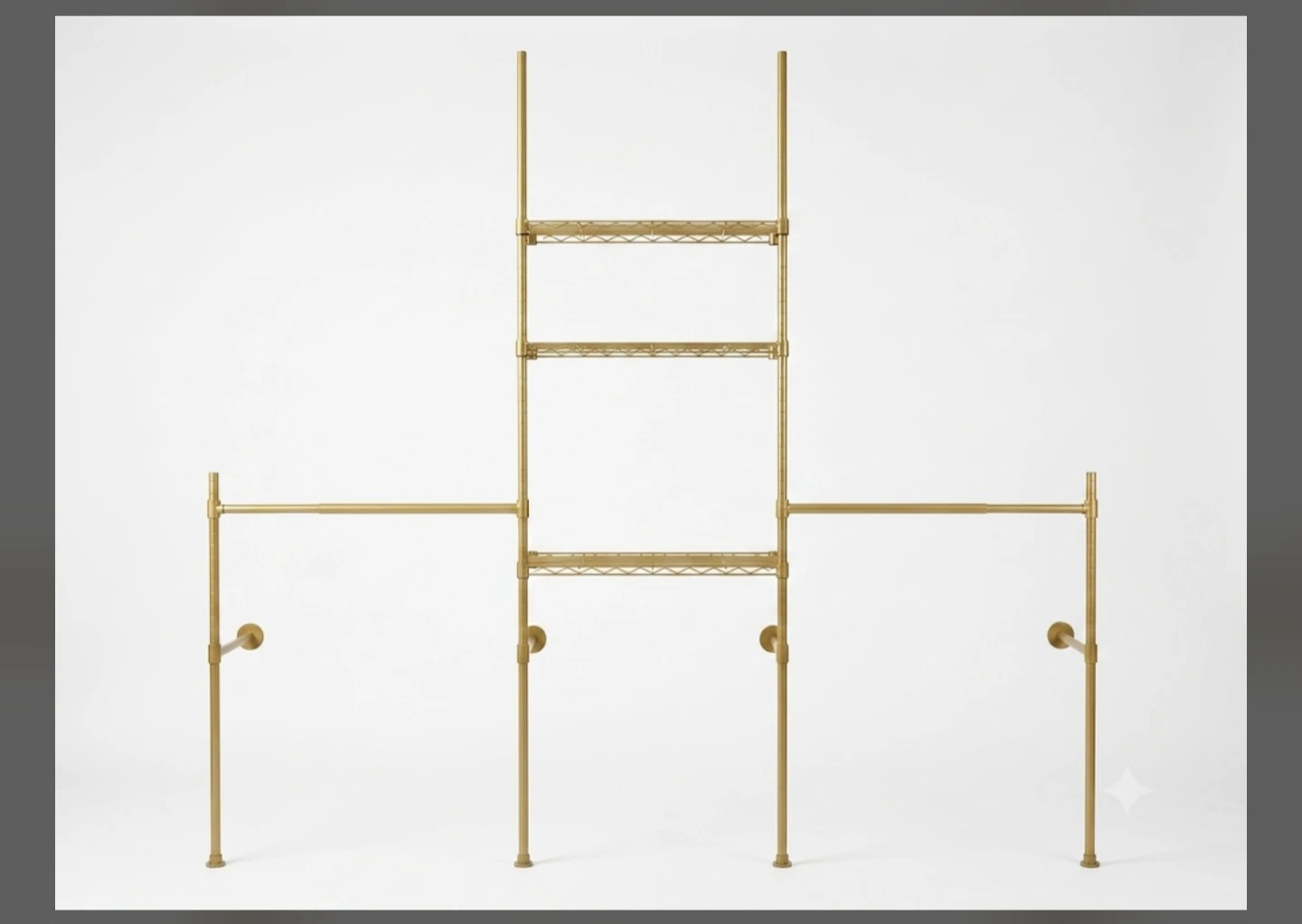 Gold Metal Garment Rack with Shelving