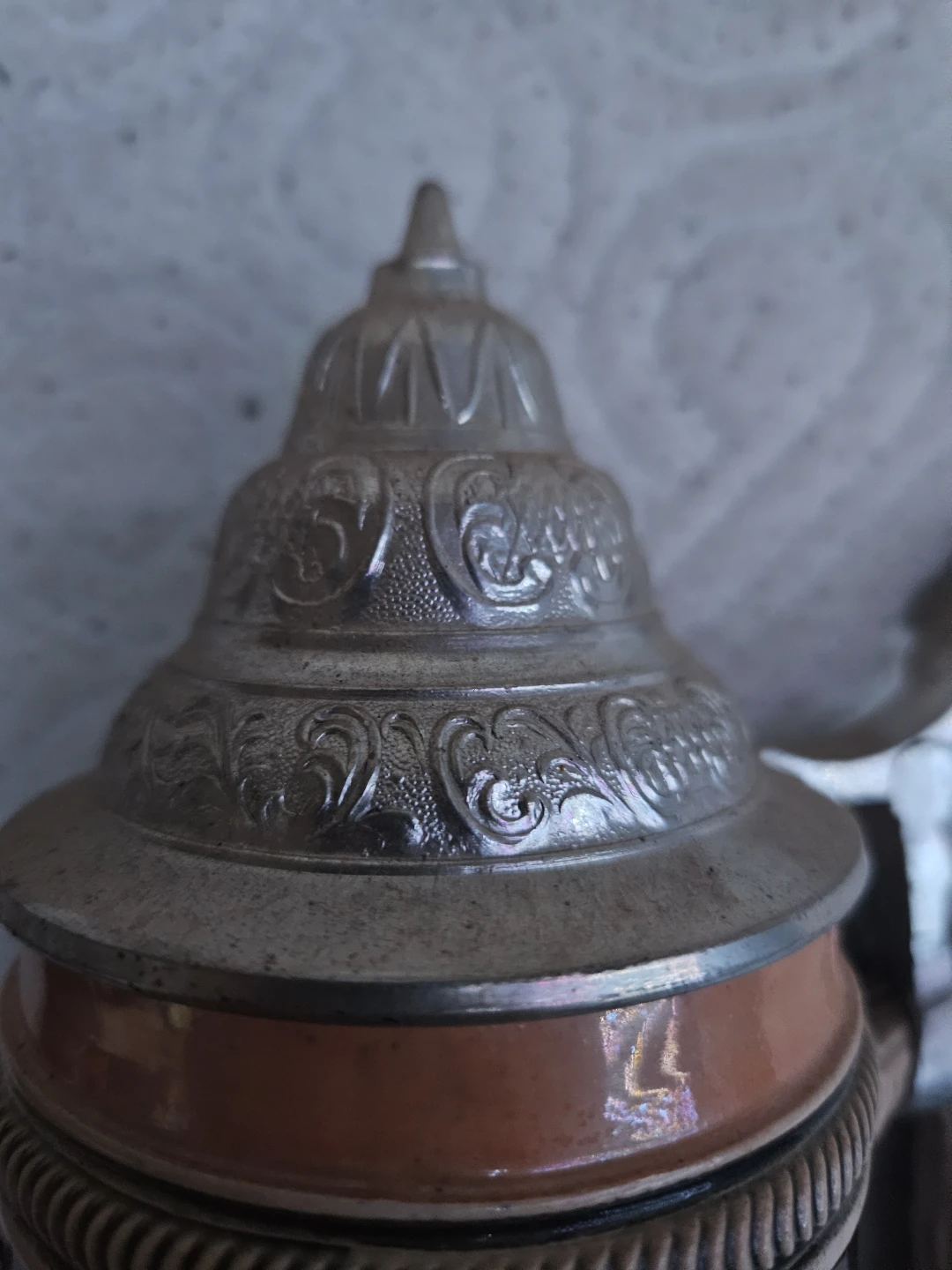 Authetic Antique Vintage Ceramic Beer Stein with Pewter Lid - photo 5