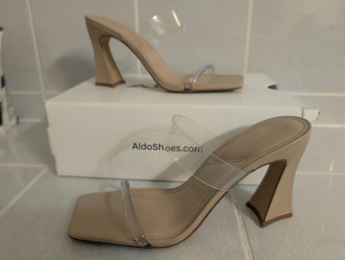 ALDO beige clear strap heels Size 8.5