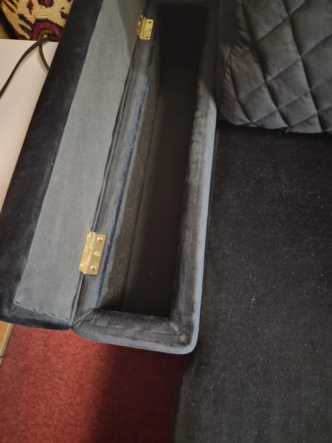Black Velvet Sectional Sofa with Storage and Cup Holders - photo 5