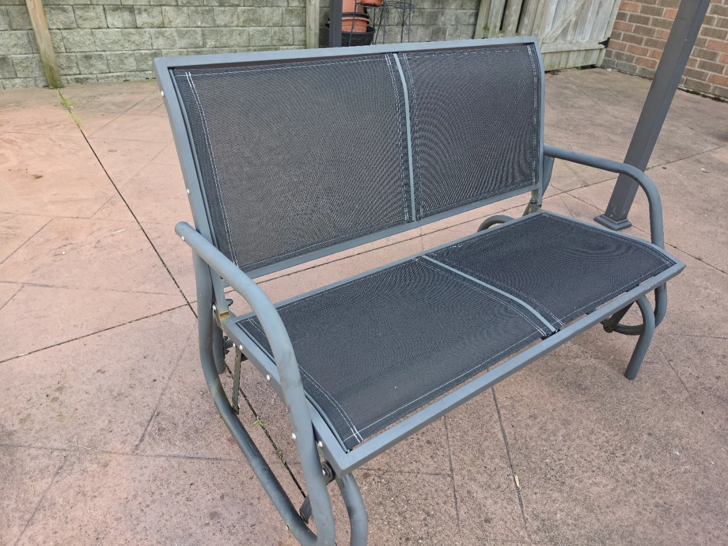 Set of 2 Grey Outdoor Glider Bench - photo 2