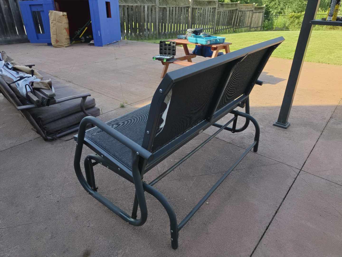 Set of 2 Grey Outdoor Glider Bench - photo 4