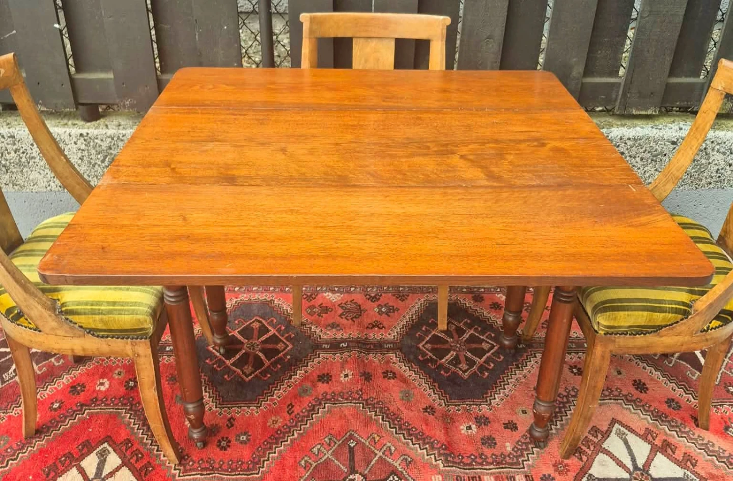 Antique Solid Walnut Drop Leaf Dining Table On Caster Wheels - photo 2