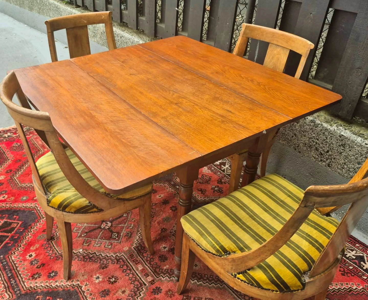 Antique Solid Walnut Drop Leaf Dining Table On Caster Wheels - photo 5