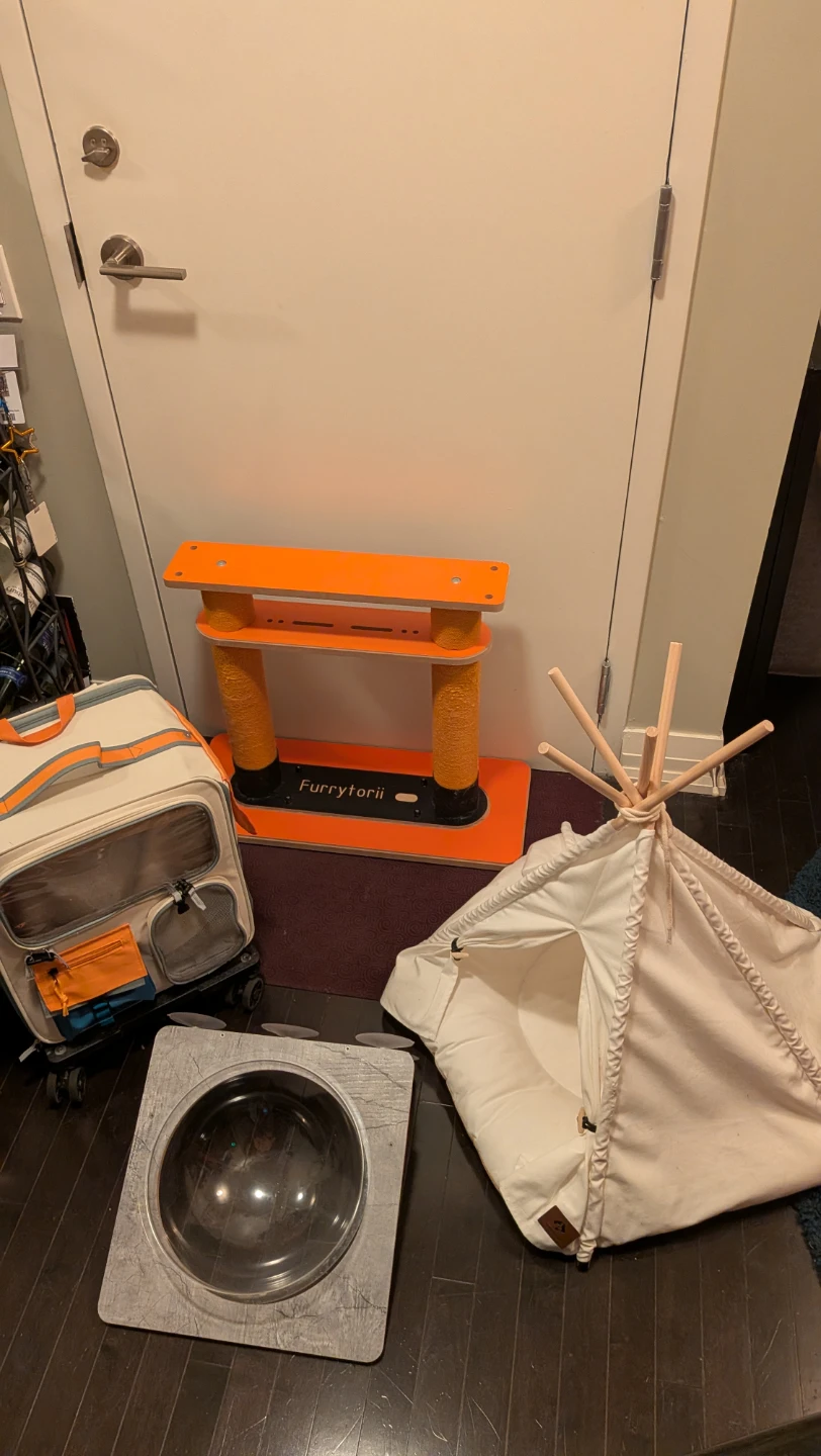Cat Items: Posts, Large Carrier, TP Bed, Window Perch