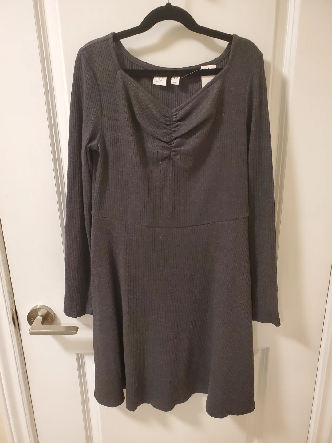 Gap Kids Girls New Long Sleeve Grey Ribbed Dress Size 12
