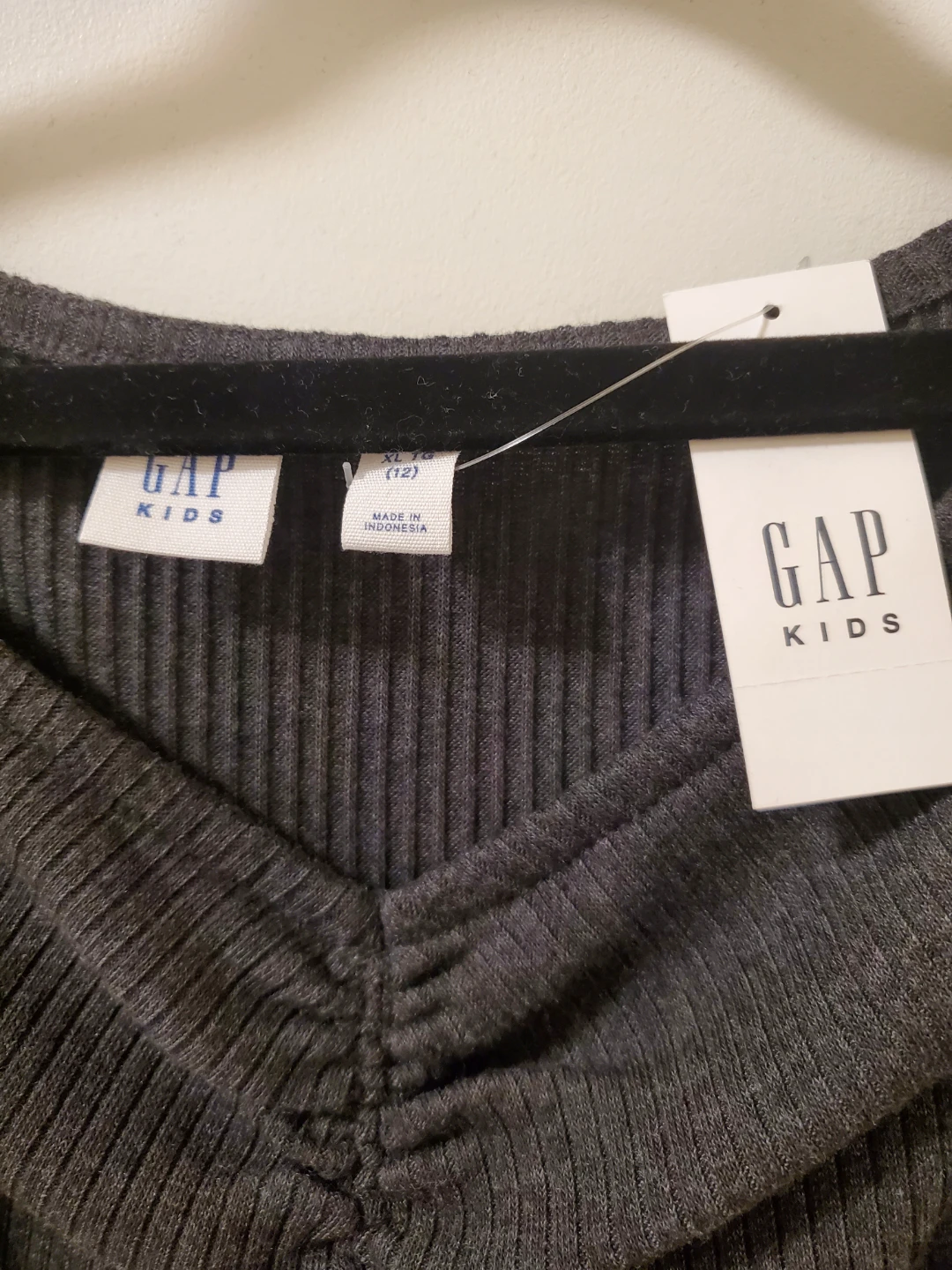Gap Kids Girls New Long Sleeve Grey Ribbed Dress Size 12 - photo 2
