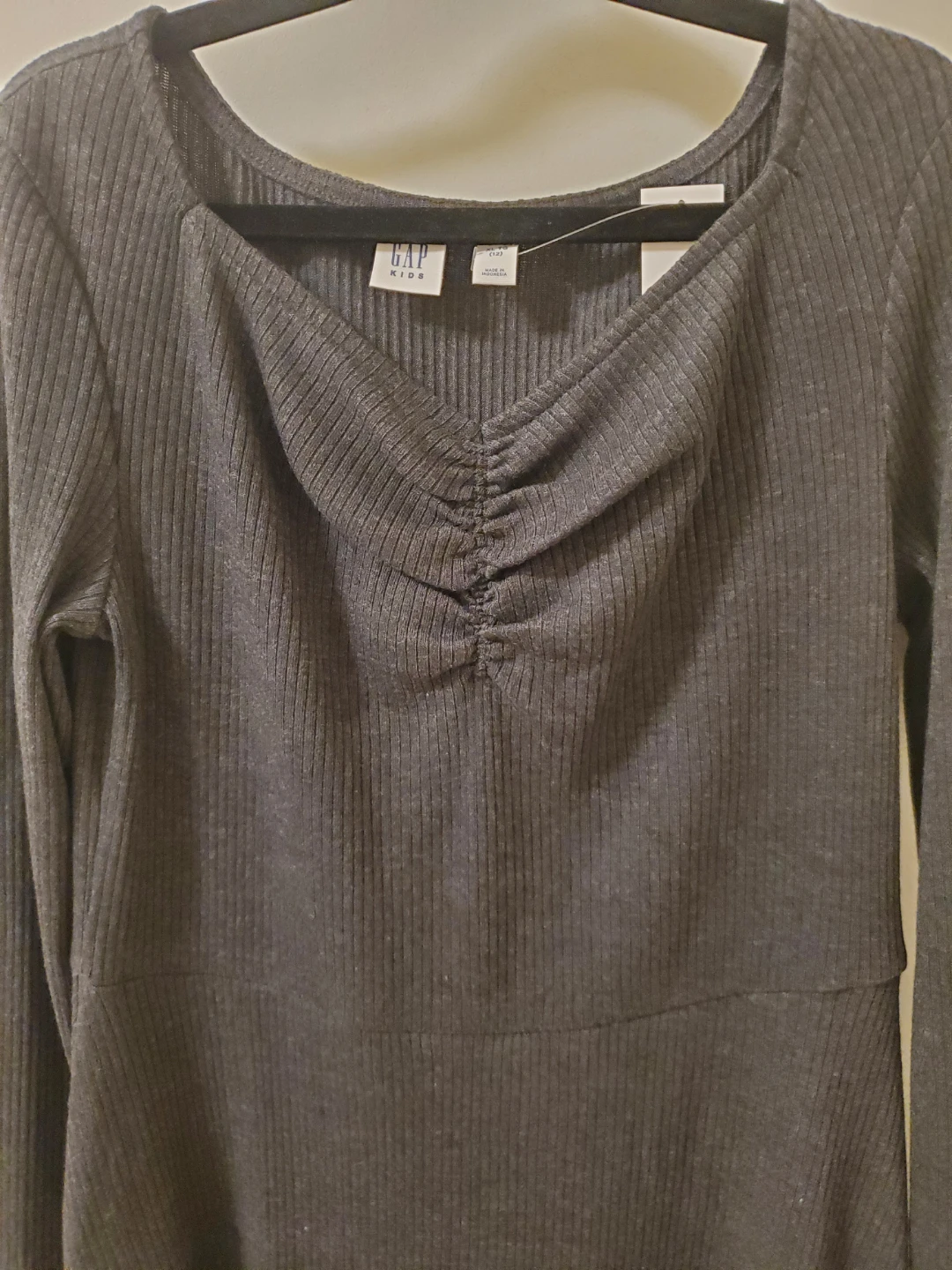 Gap Kids Girls New Long Sleeve Grey Ribbed Dress Size 12 - photo 4