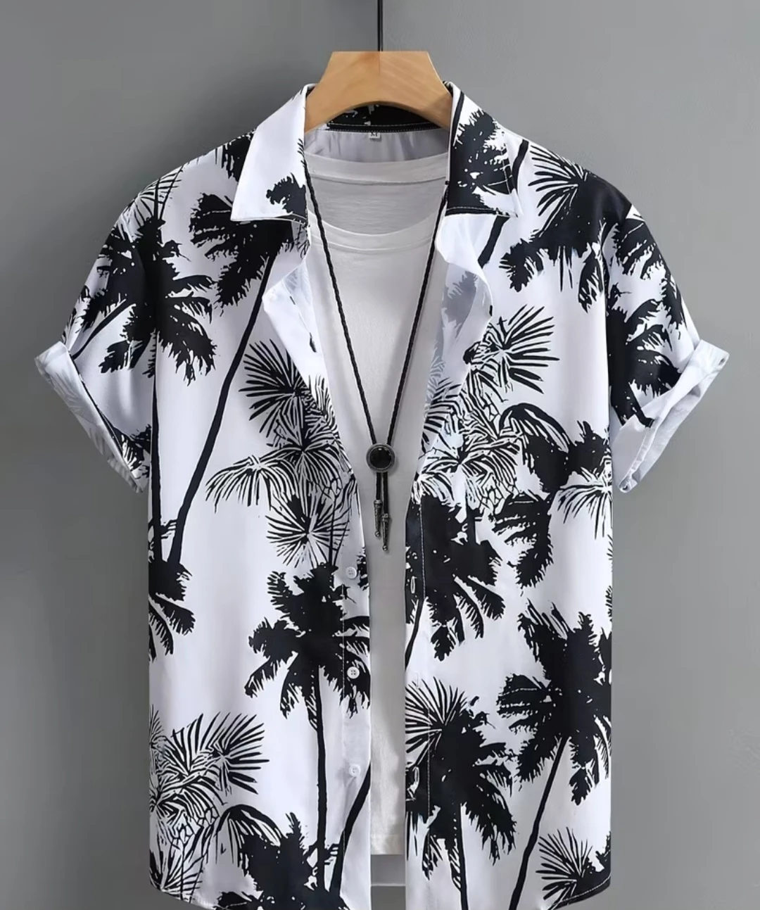Men's Short Sleeve Palm Tree Print Shirt