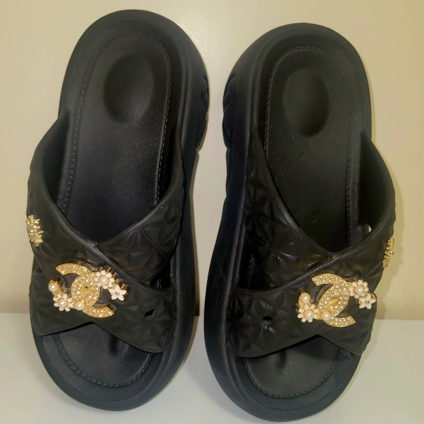 Black Platform Slides - photo 4