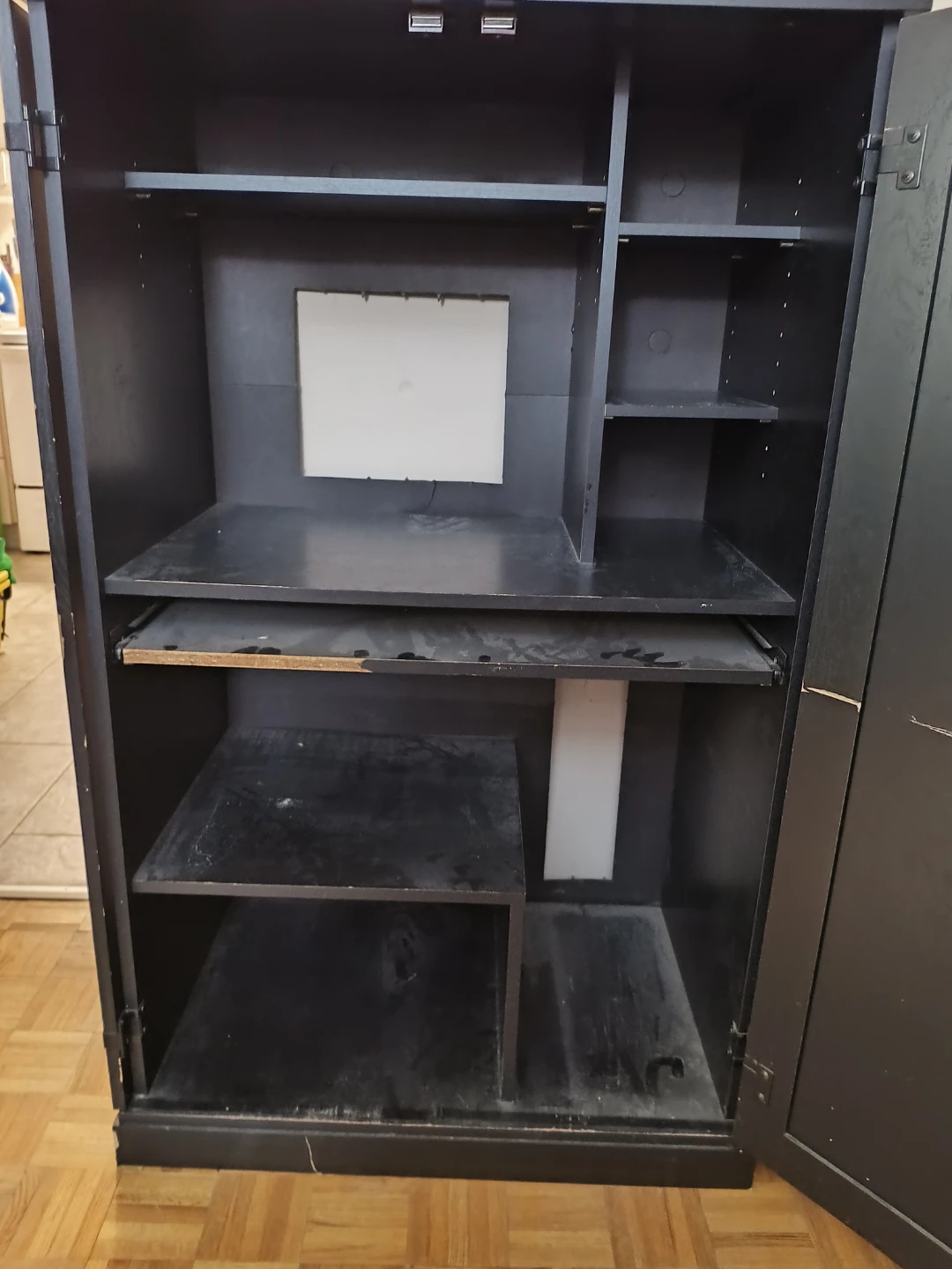 Black Computer Armoire with Shelves