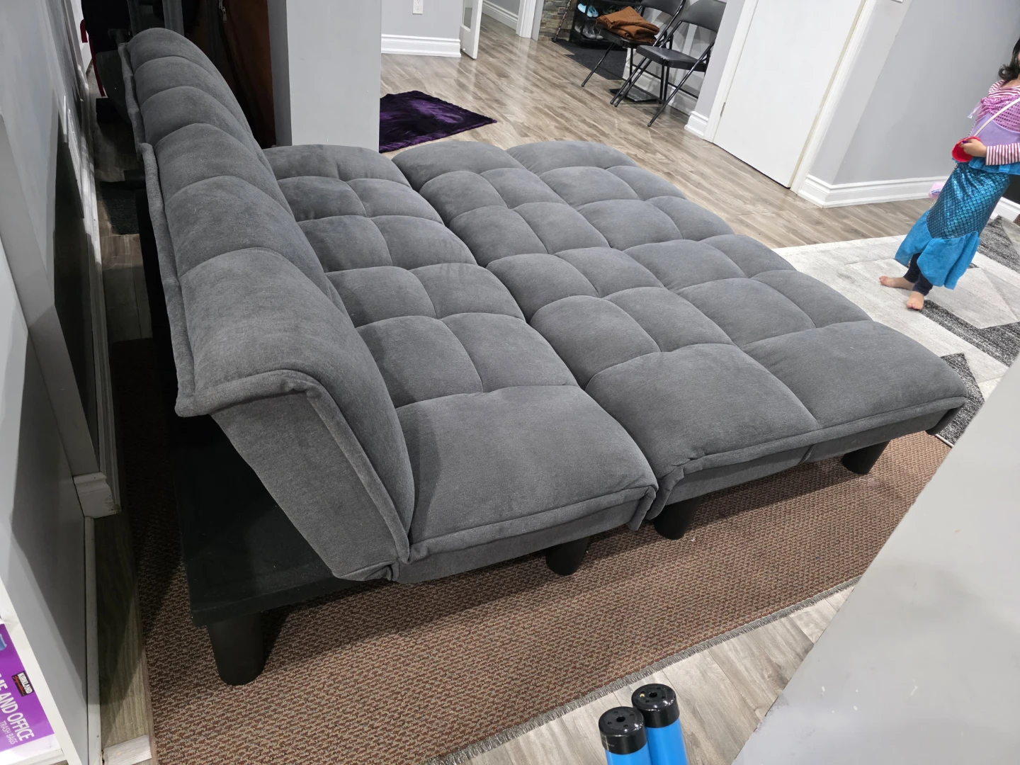 2 Grey Tufted Futon Couch