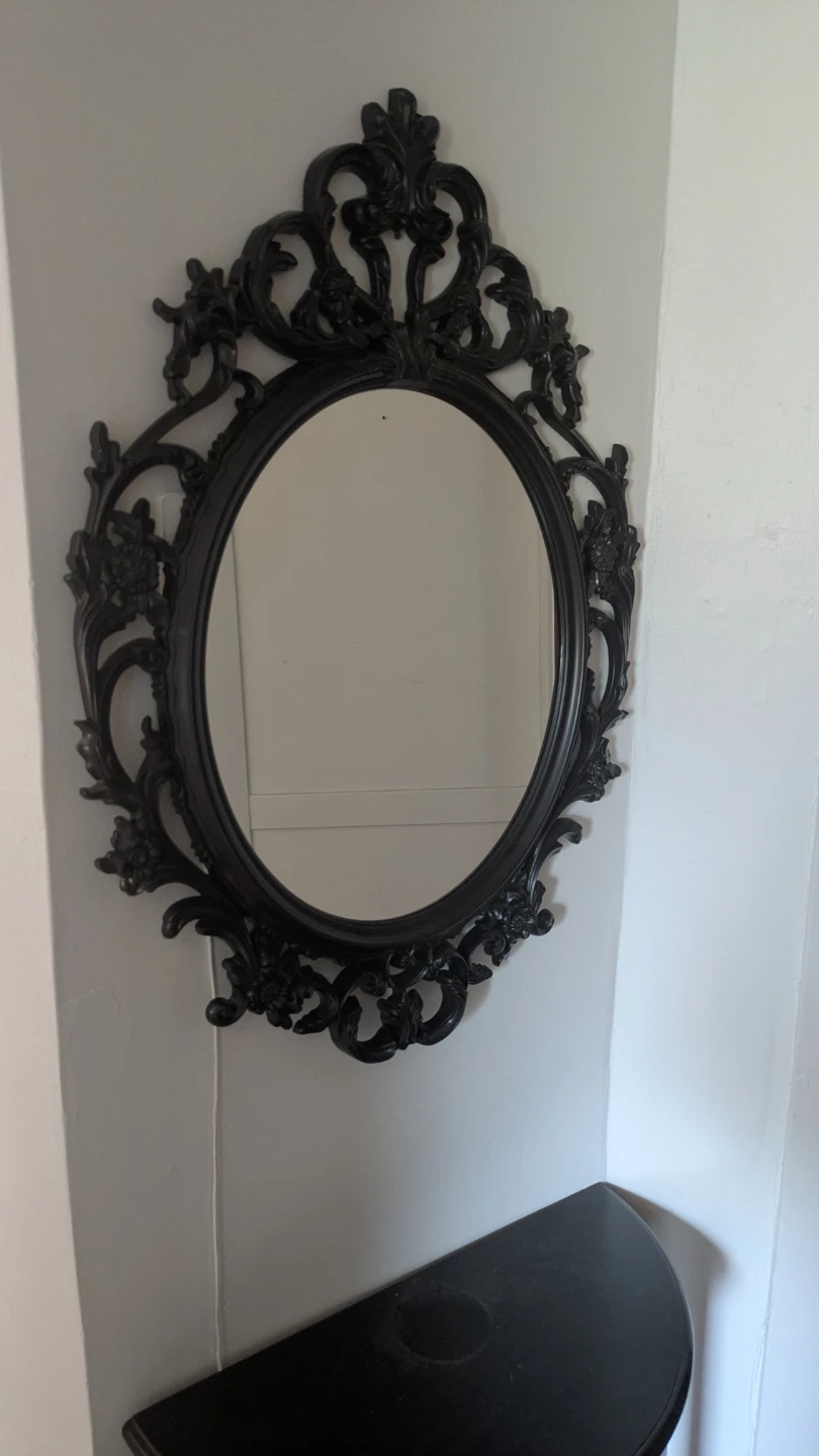 IKEA drill Ornate Black Oval Wall Mirror