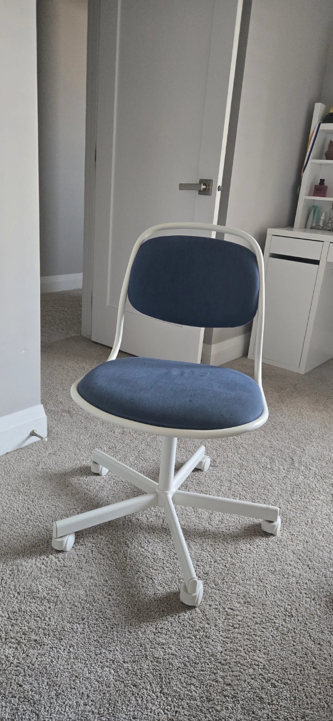 Blue and White Swivel Office Chair