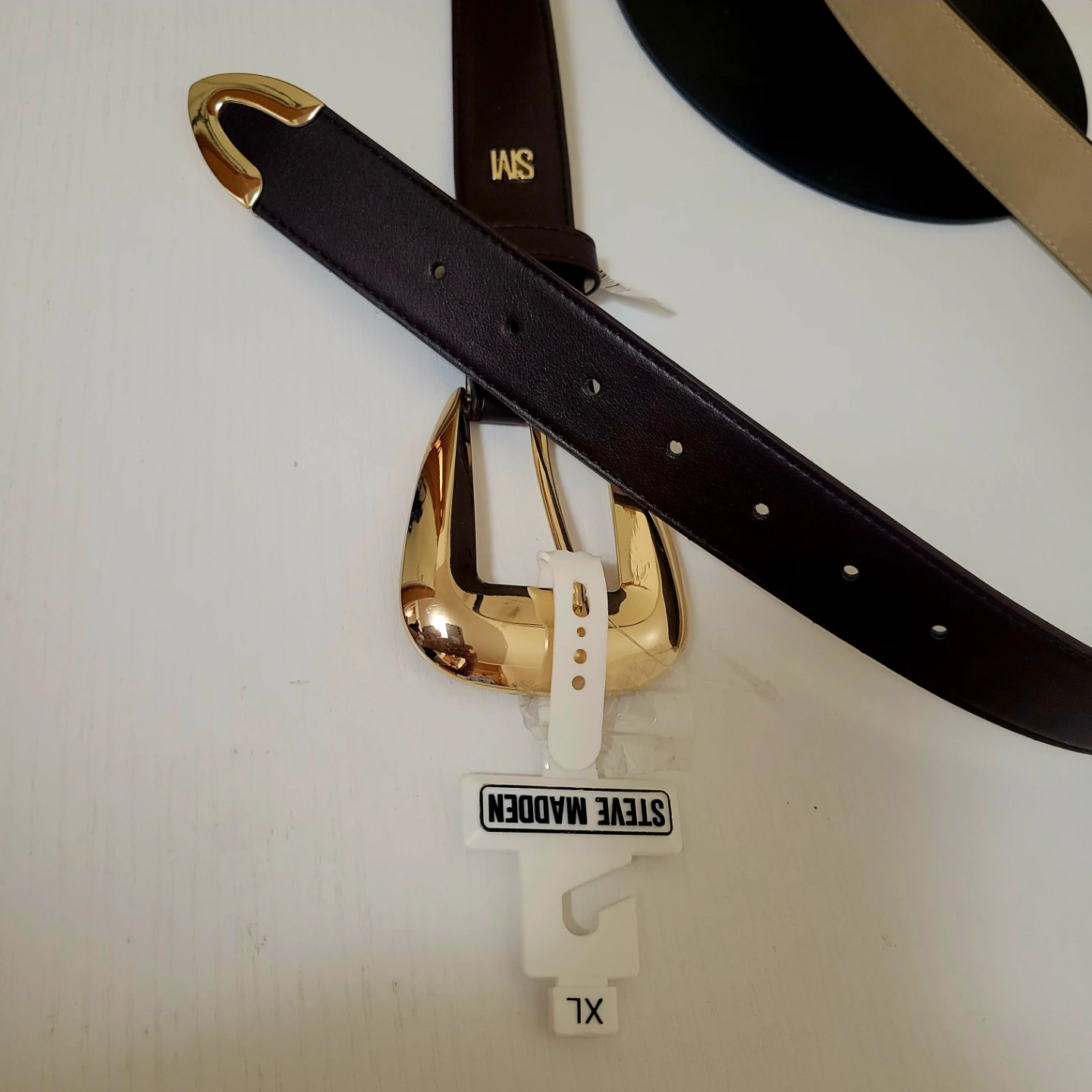 Steve Madden Brown Belt with Gold Buckle - XL - photo 2
