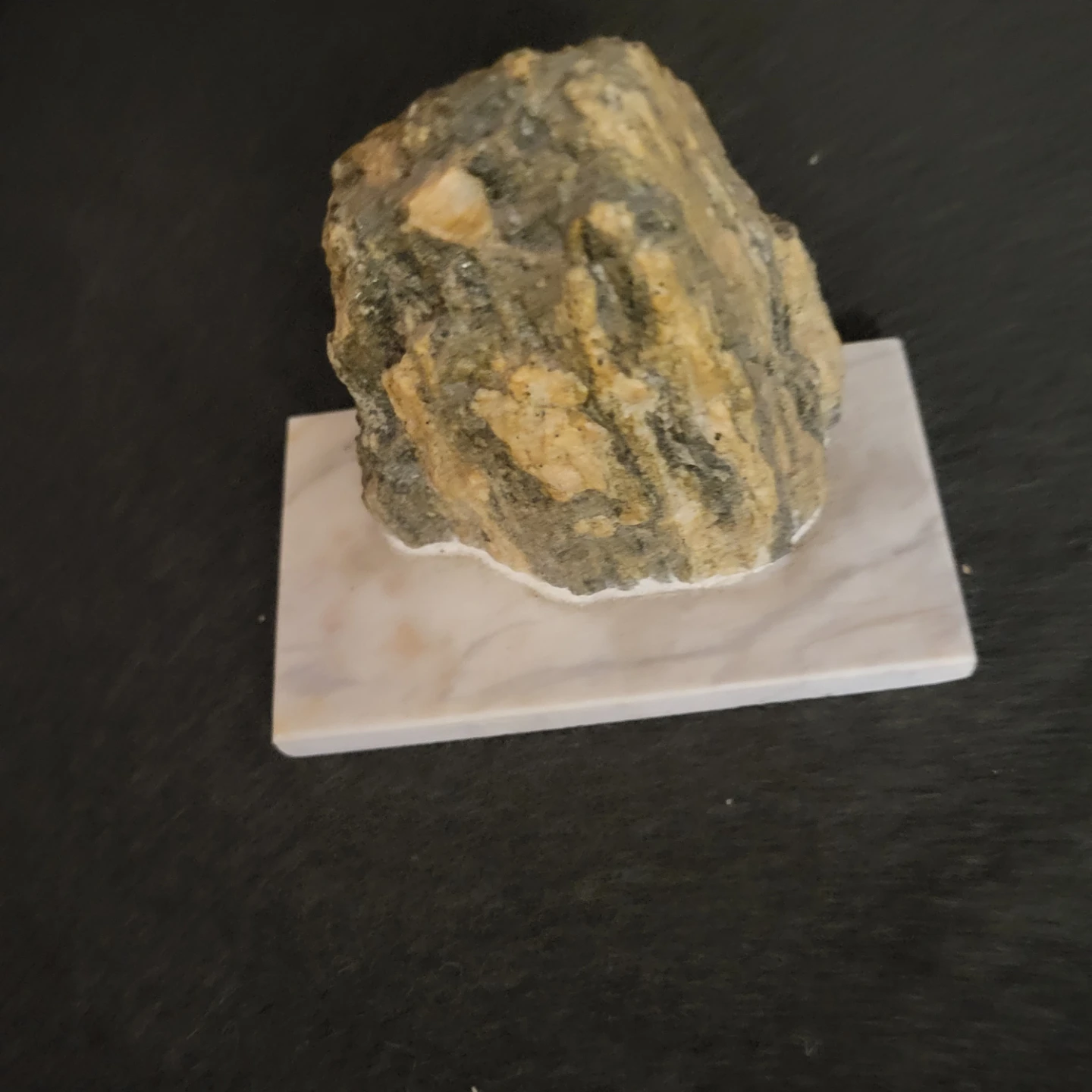 Decorative Rock Specimen on Marble Base