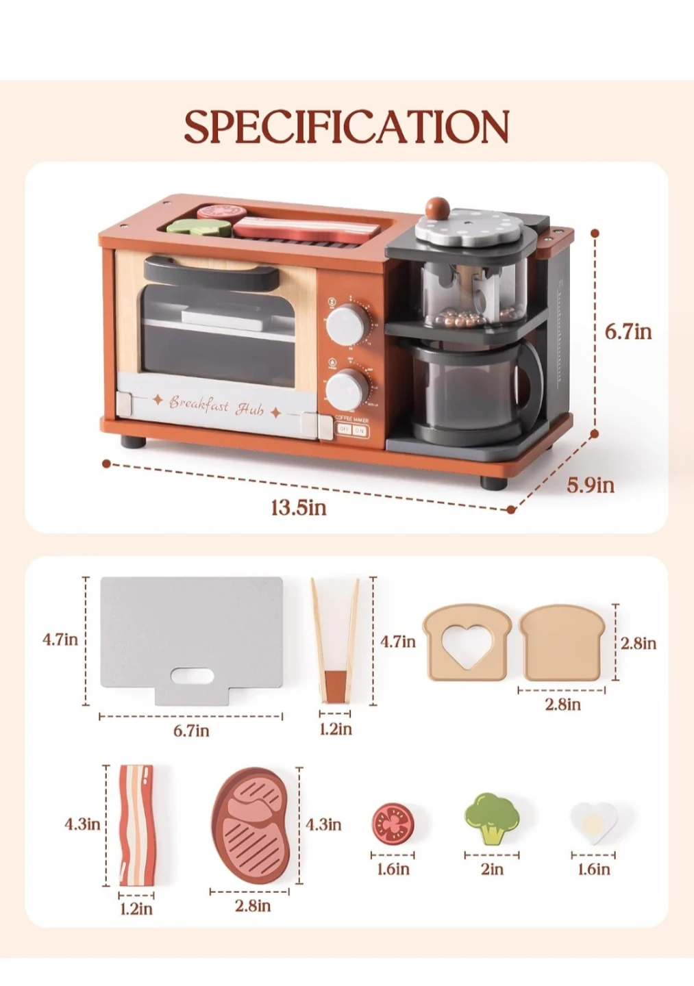 Wooden Breakfast Hub Toy with Coffee Maker and Toaster - photo 2