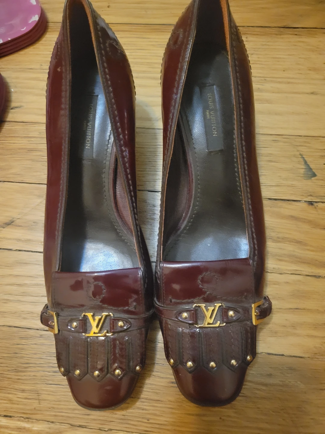 Louis Vuitton Burgundy Patent Leather Heels