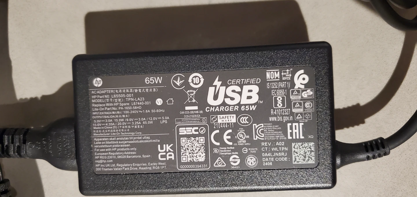 HP 65W USB-C Laptop Charger Adapter - photo 2