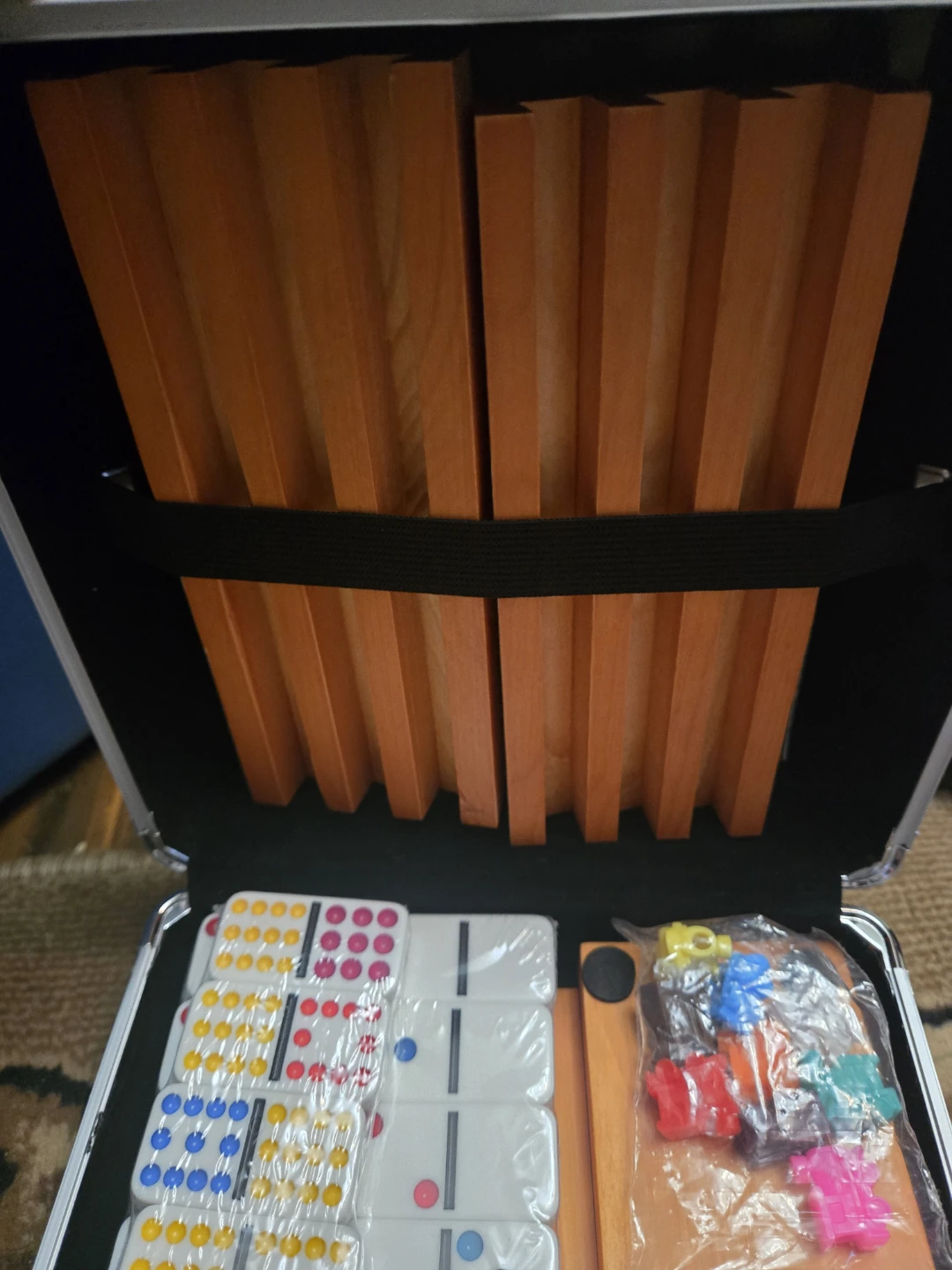 Dominoes Game Set with Wooden Racks and Carrying Case - photo 2