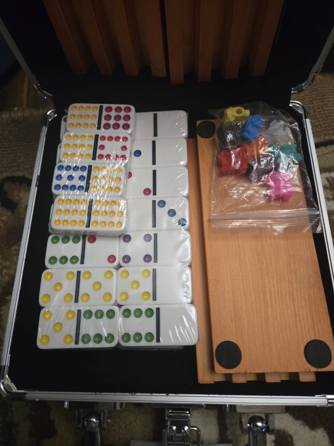 Dominoes Game Set with Wooden Racks and Carrying Case - photo 3